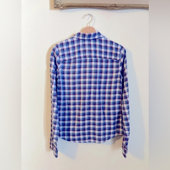 Hollister Blue and White Plaid Button Up Shirt Women’s Size Small - Picture 4 of 5